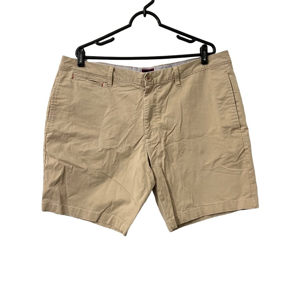 Untuckit Mens Tan Flat Front Chino Khaki Casual Shorts Size 40